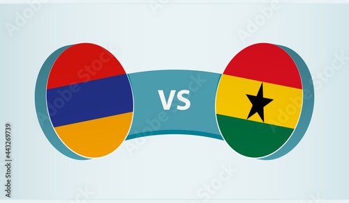 Armenia versus Ghana, team sports competition concept.