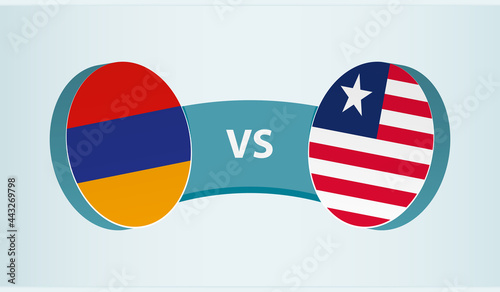 Armenia versus Liberia, team sports competition concept.