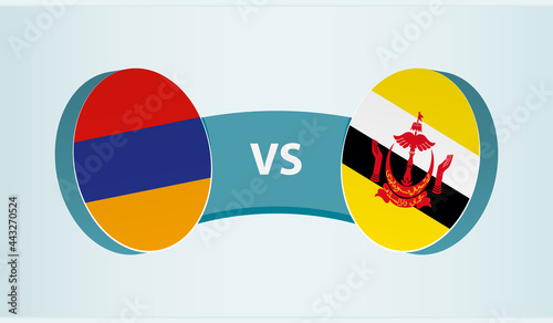 Armenia versus Brunei, team sports competition concept.