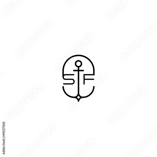 SF initial logo best for ocean theme company with anchor concept