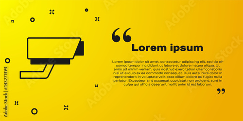Black Security camera icon isolated on yellow background. Vector
