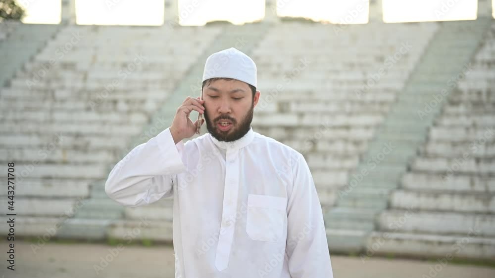 Asian white islam man prayer,Young Muslim praying,Ramadan festival concept Asian white islam man prayer,Young Muslim praying,Ramadan festival concept