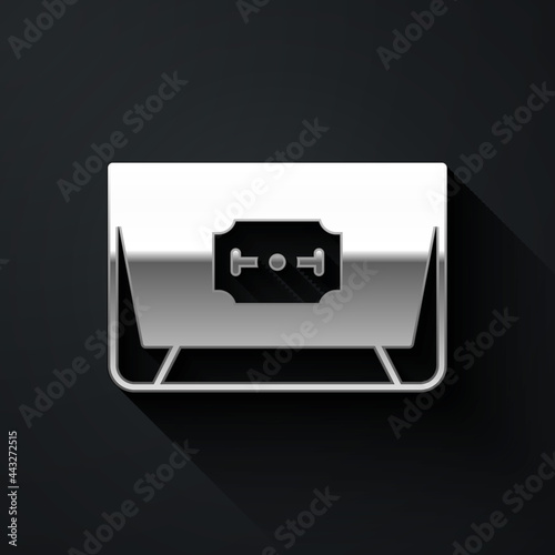 Silver Blade razor icon isolated on black background. Long shadow style. Vector