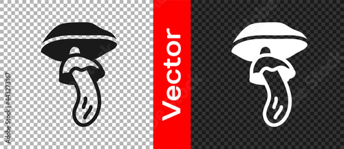 Black Psilocybin mushroom icon isolated on transparent background. Psychedelic hallucination. Vector