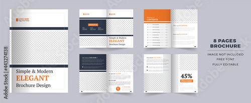 8 pages Corporate brochure template layout design. It's also compatible with bifold, catalog, booklet, profile, annual report and fully editable.