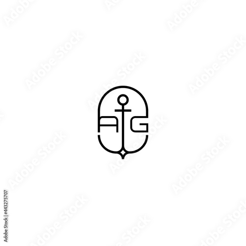 AG initial logo best for ocean theme company with anchor concept