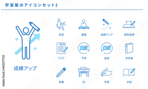 学習塾のシンプルなアイコンセット2、ベクター素材