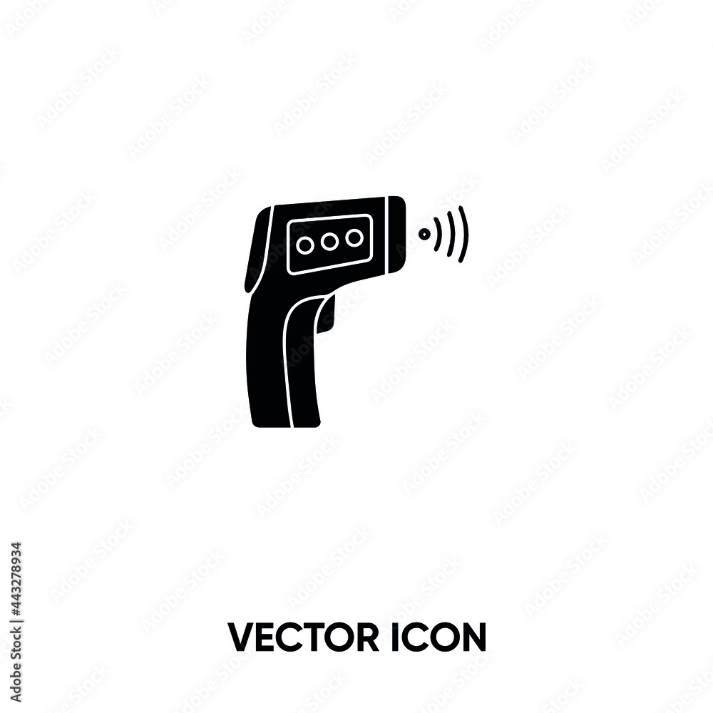 Digital infrared thermometer vector icon . Modern, simple flat vector illustration for website or mobile app. Thermometer symbol, logo illustration. Pixel perfect vector graphics Digital infrared thermometer vector icon . Modern, simple flat vector illustration for website or mobile app. Thermometer symbol, logo illustration. Pixel perfect vector graphics