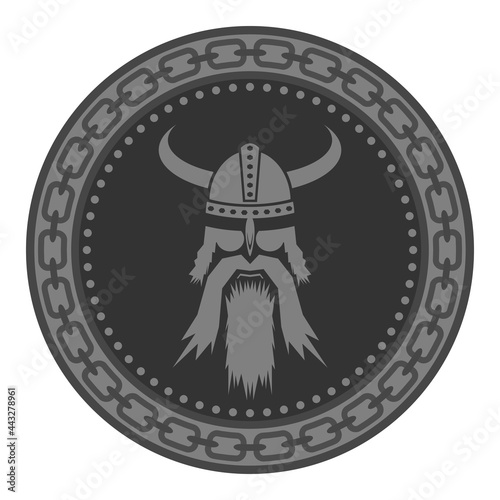Viking Head Silhouettes Icon Isolated on White Background