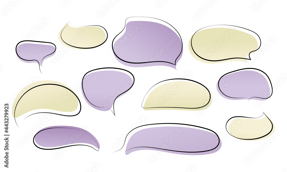 Set of speech bubbles without text, a symbol of thinking, and reflection. Vector isolated illustration
