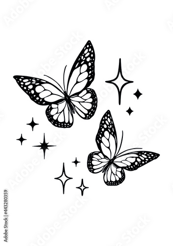 Simple Butterfly Tattoo Vector Art  Graphics  freevectorcom