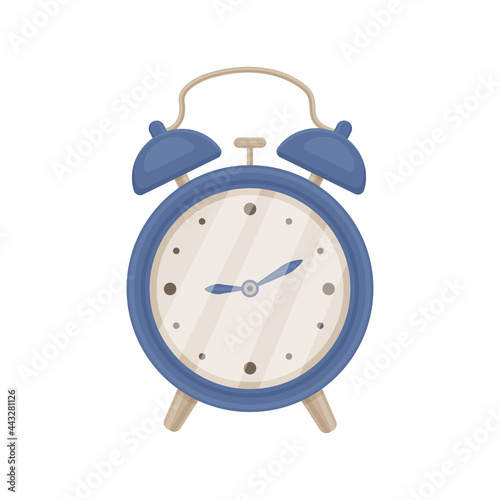 The image of a large alarm clock is blue. Vector illustration isolated on a white background