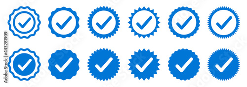 Approval check icon isolated, set quality sign, green tick, verification – vector