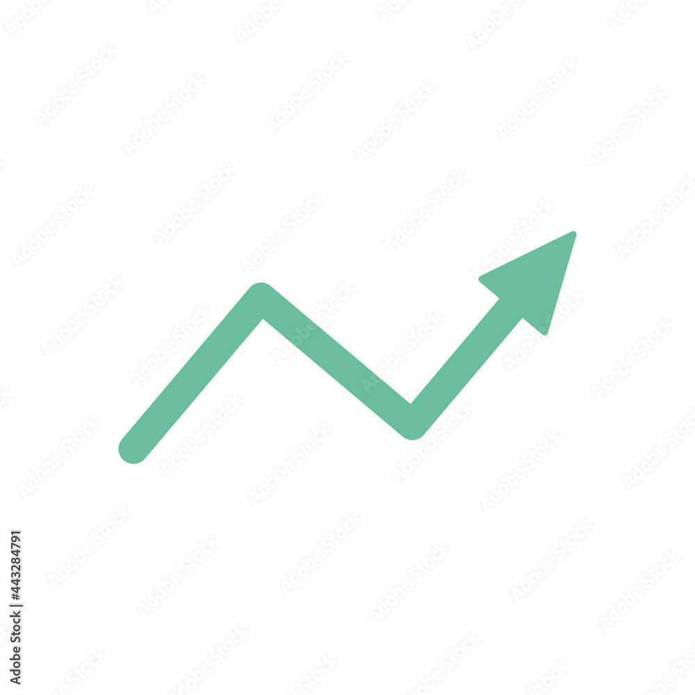 Increase arrow sign. Green rising arrow icon. Business success concept. Vector isolated on white. Increase arrow sign. Green rising arrow icon. Business success concept. Vector isolated on white.
