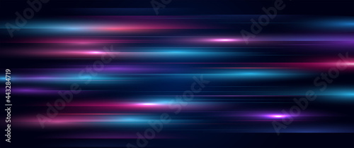 Modern abstract speed line movement. Colorful dynamic motion on blue background. Movement technology pattern for banner or poster design background concept.