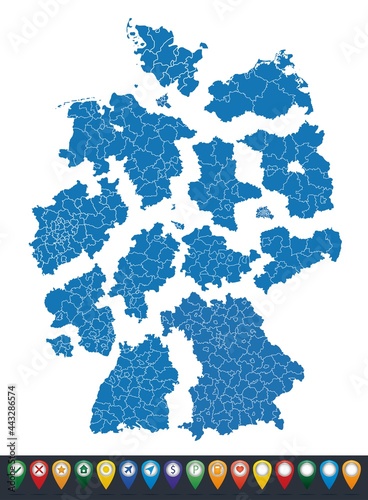Map states of Germany with borders