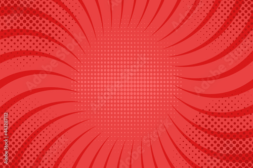 Red spiral pop art background design. Vector illustration.