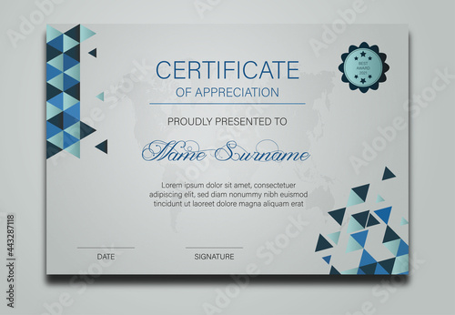 Certificate light and blue colors