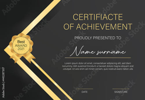 Certificate light yellow and dark background colors