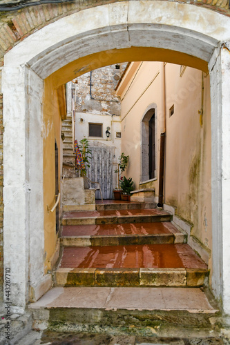 Entrance arch in an old house in Sant Agata di Puglia  a medieval village in southern Italy.
