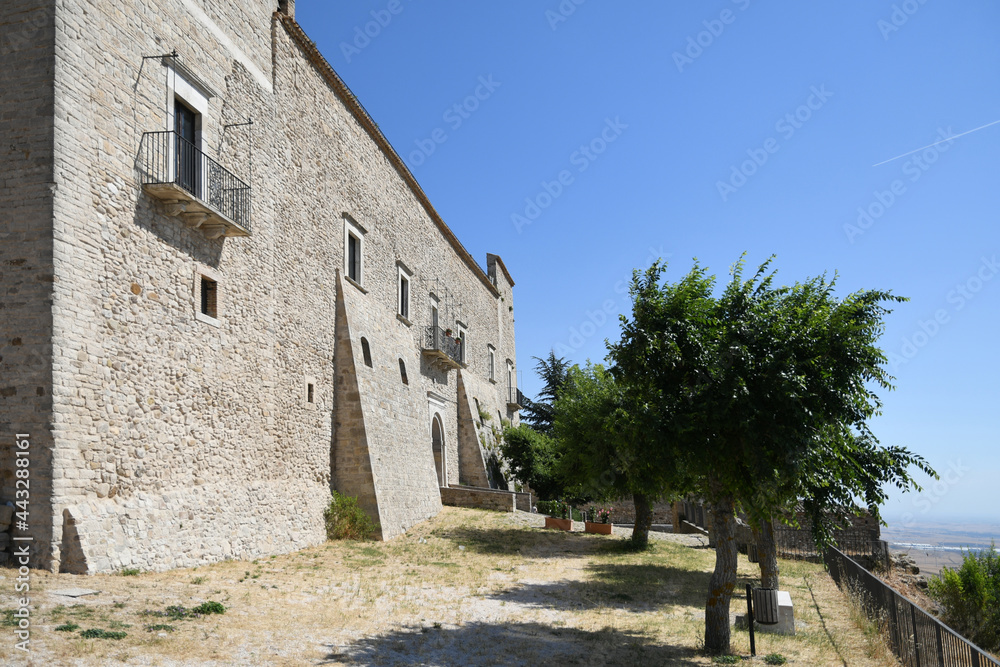 The facade of a medieval castle in Sant'Agata di Puglia a medieval village of southern  Italy.