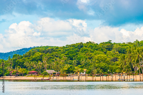 Bo Phut Beach panorama with boats on Koh Samui Thailand.