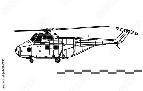 Westland Whirlwind HAR.10. Vector drawing of multirole helicopter. Side view. Image for illustration and infographics.
