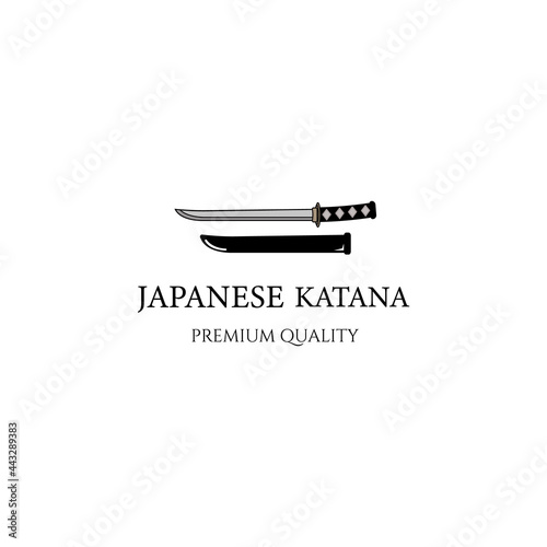 Weapon or katana vintage icon minimalist vector logo illustration design ninja samurai