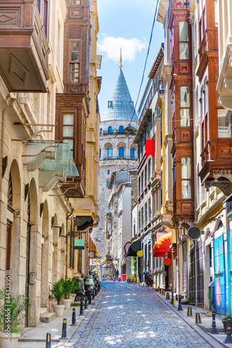 Galata tower landmark, Istanbul street in Turkey © Pavlo Vakhrushev