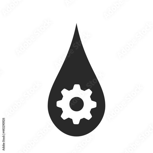 oil drop icon with a gear. oil industry and fuel technology symbol. isolated vector image