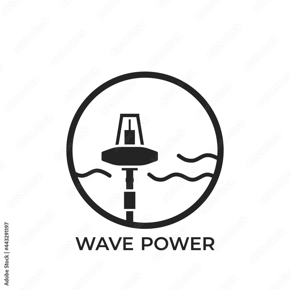 wave power round logo. eco friendly power industry. alternative, sustainable and renewable energy symbol