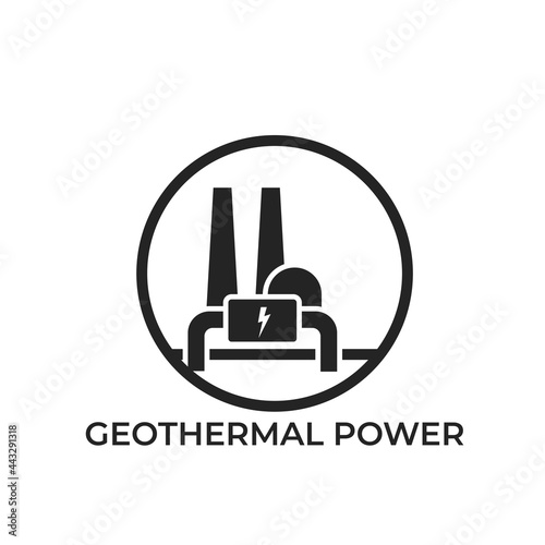 geothermal power plant logo. eco friendly industry, sustainable, renewable and alternative energy. vector round image