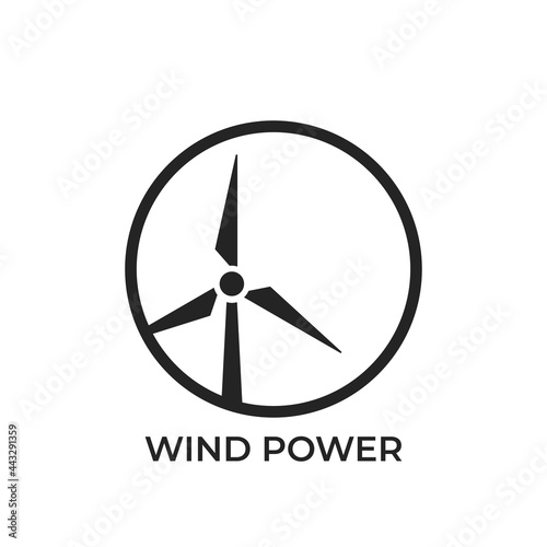 wind power round logo. eco friendly industry. sustainable and renewable energy symbol