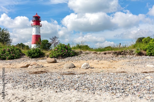 Fototapeta Naklejka Na Ścianę i Meble -  Falshöft lighthouse at the Baltic Sea coast in Schleswig-Holstein, Germany