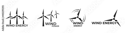 wind energy logo icon set. eco friendly, sustainable, renewable and alternative energy symbols