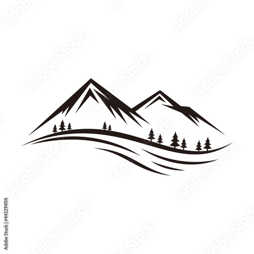 Abstract vector landscape nature or outdoor mountain view silhouette