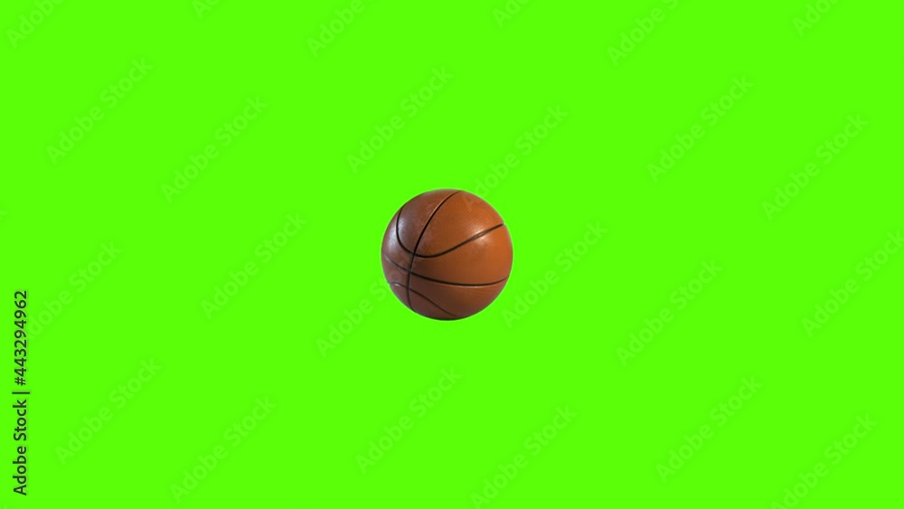 Side on view of a 3D basketball rolling from left to right. Standard basketball in a continuous spin perfect for sports advertising. 4K clip at 30fps with a green screen. Side on view of a 3D basketball rolling from left to right. Standard basketball in a continuous spin perfect for sports advertising. 4K clip at 30fps with a green screen.