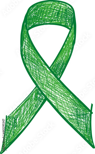 Green ribbon awareness isolated on white background