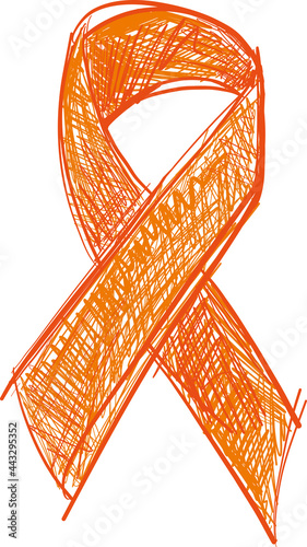 Orange-Cooper ribbon awareness isolated on white background