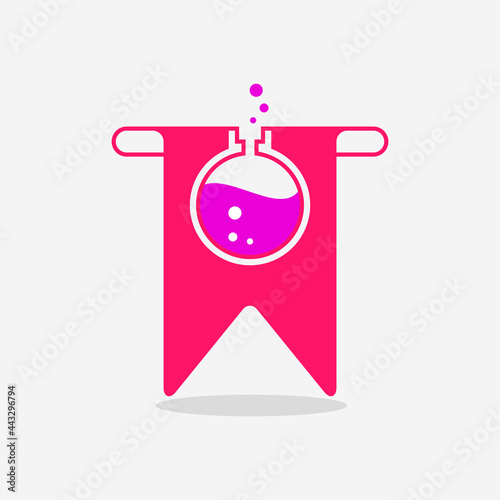 bookmark lab logo concept. combination, unique, modern, flat, elegant and simple logotype. pink and purple. suitable for logo, icon , symbol and sign. such as lab, laboratory or science logo