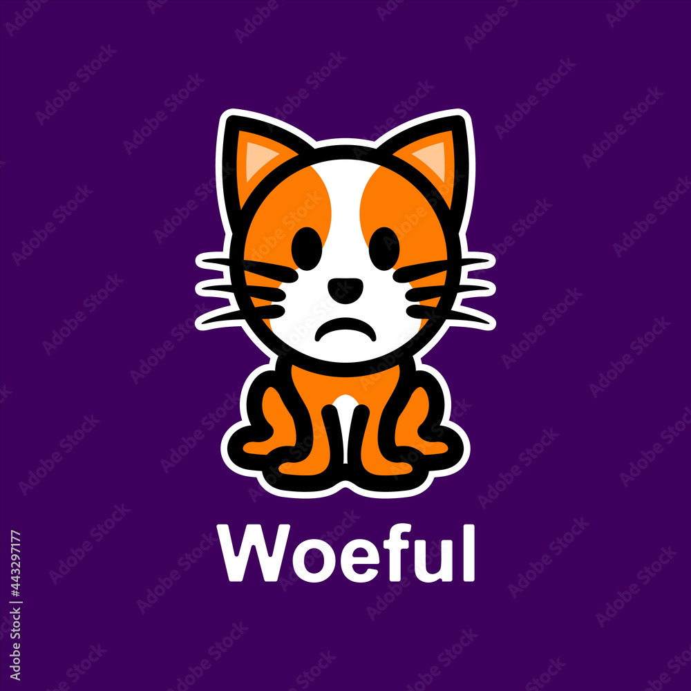 Simple Mascot Vector Logo Design of Cat with expression Simple Mascot Vector Logo Design of Cat with expression
