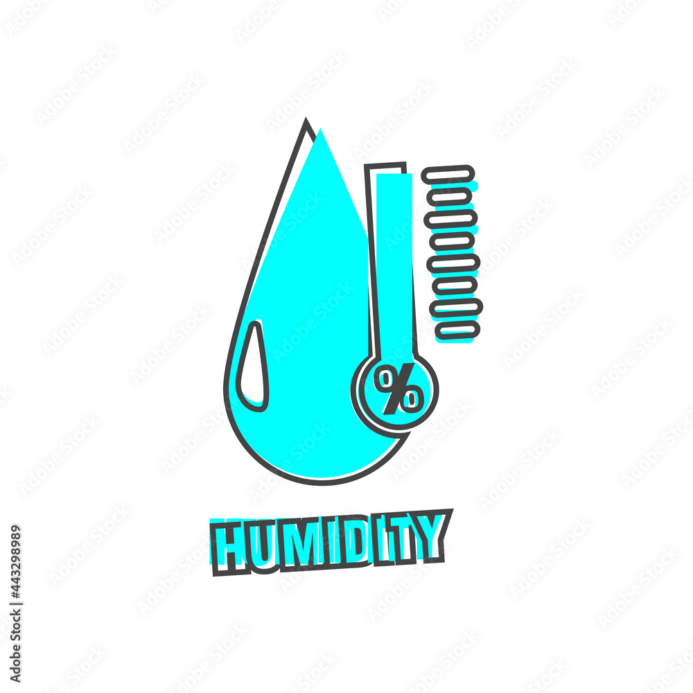 Humidity vector icon on cartoon style on white isolated background. Humidity vector icon on cartoon style on white isolated background.