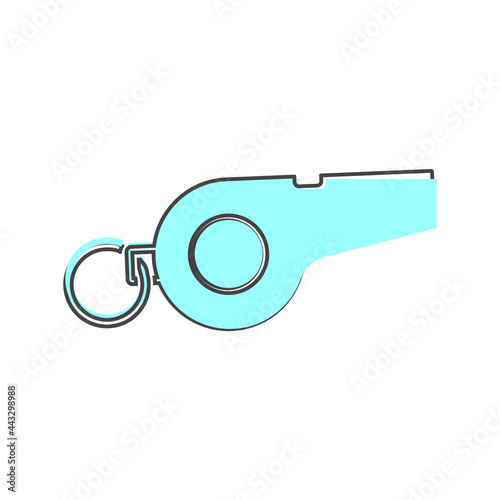 Referee whistle vector on cartoon style on white isolated background.