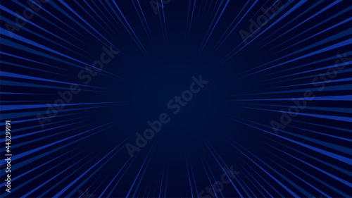 Radial speed lines on dark blue background. Comic book element. Vector background.