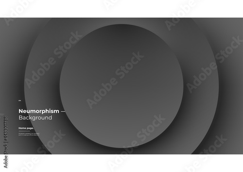 Abstract Background, Homepage, Landing page, Wallpaper Designs. Monochrome dark illustration. 3d geometric shapes. Decorative neumorphism backdrop. photo