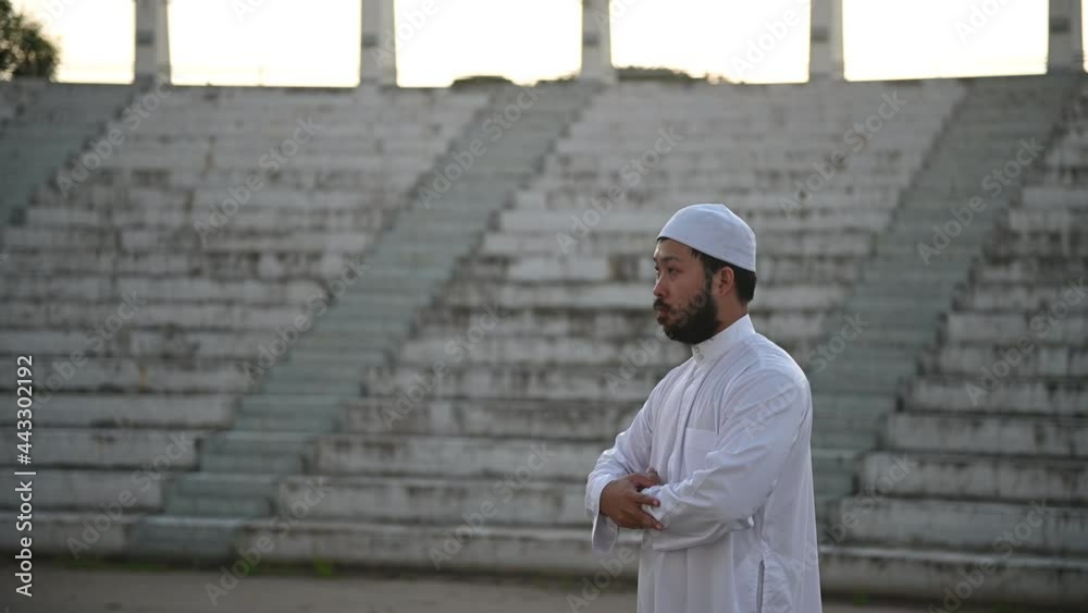 Asian white islam man prayer,Young Muslim praying,Ramadan festival concept Asian white islam man prayer,Young Muslim praying,Ramadan festival concept