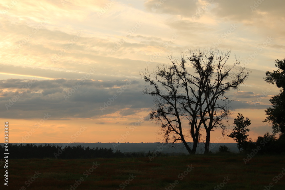 Sunset over farmland in Poland.