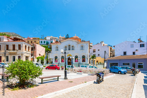 Fototapeta Naklejka Na Ścianę i Meble -  Vathy Village street view in Samos Island. Samos Island is populer tourist destination in Aegean Sea.