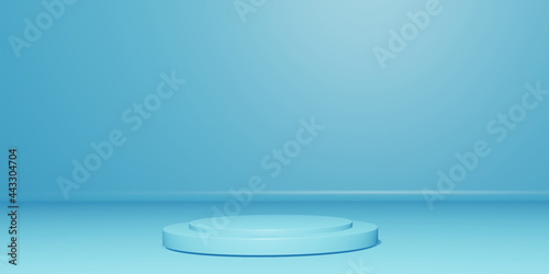 Horizontal podium. An empty pedestal in blue tones