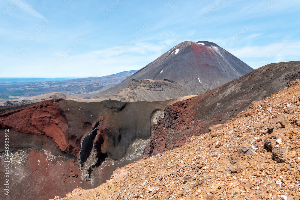 Panoramic view of Red Crater and Mount Ngauruhoe at Tongariro National Park